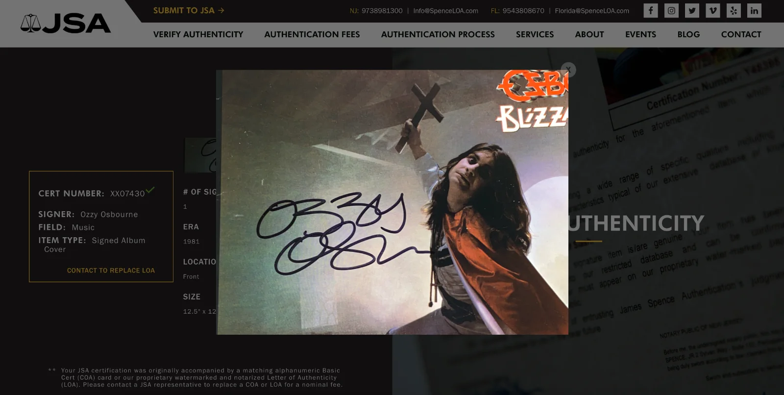 Ozzy Osbourne Signed Blizzard Of Ozz Vinyl Record JSA LOA XX07430, изображение 5
