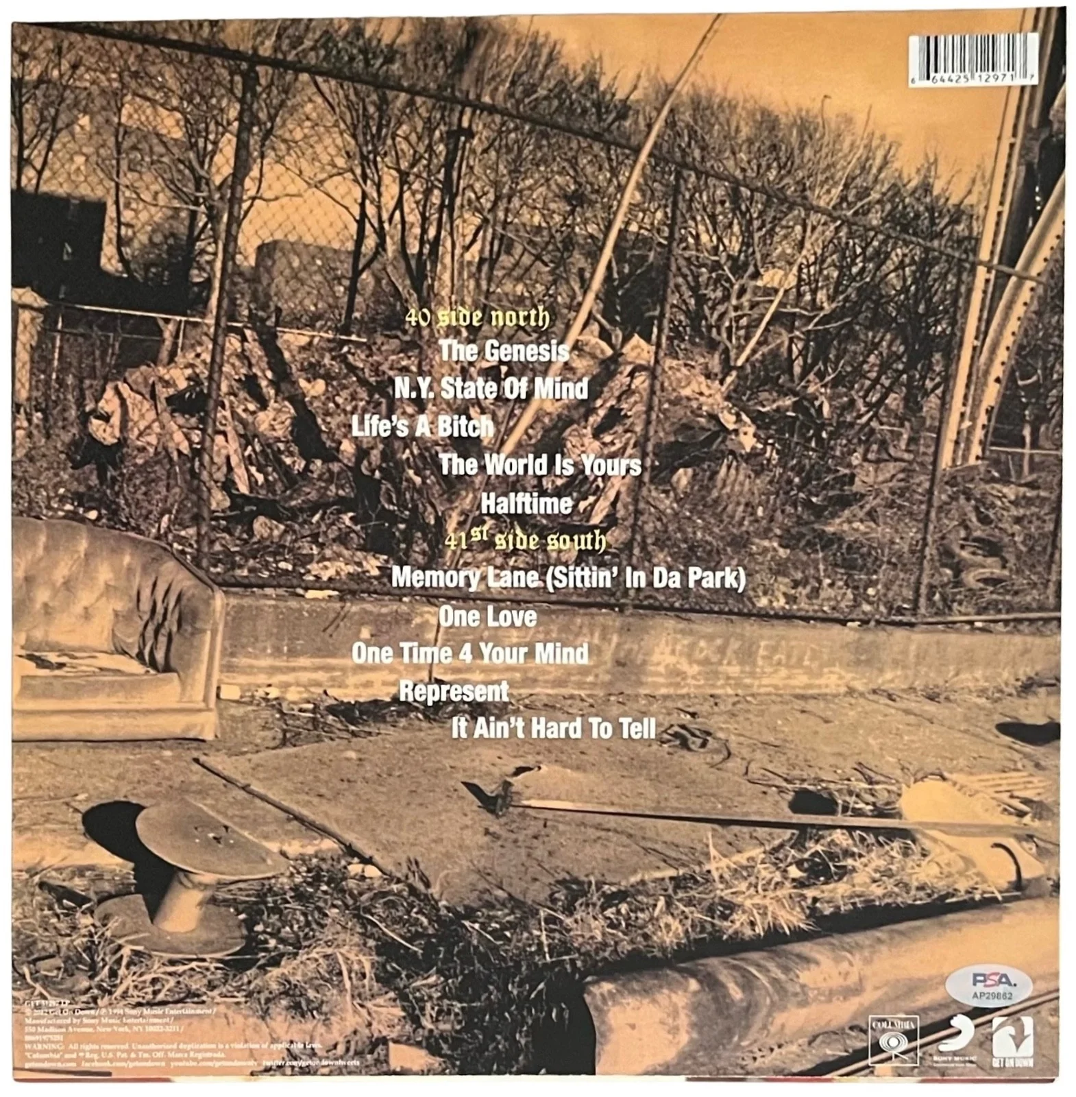 Nas (Nasir Jones) Signed Illmatic Vinyl Record w/"1 Love" Inscription PSA, изображение 2