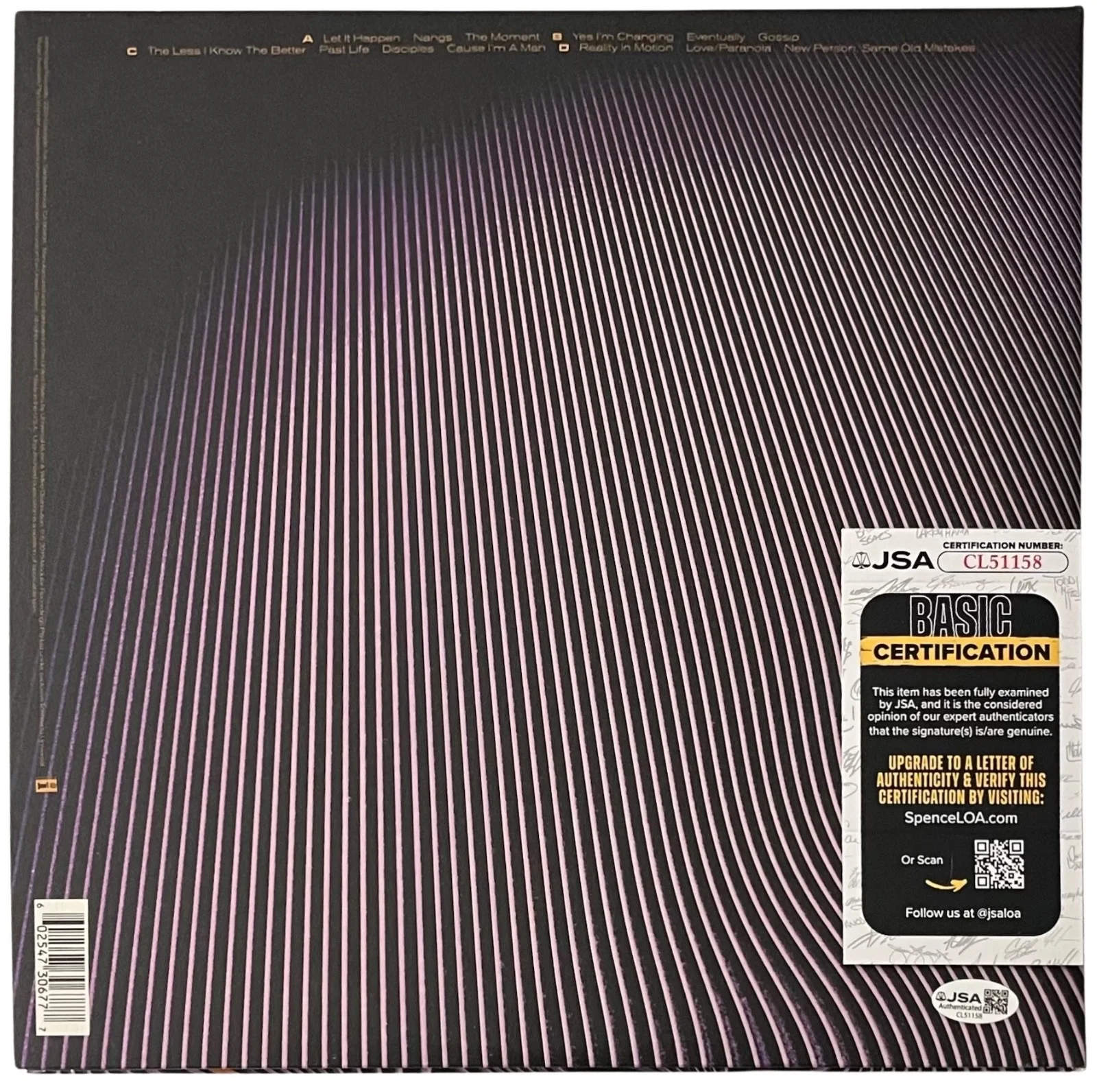 Kevin Parker Signed Tame Impala Currents Vinyl Record JSA COA CL51158, image 3