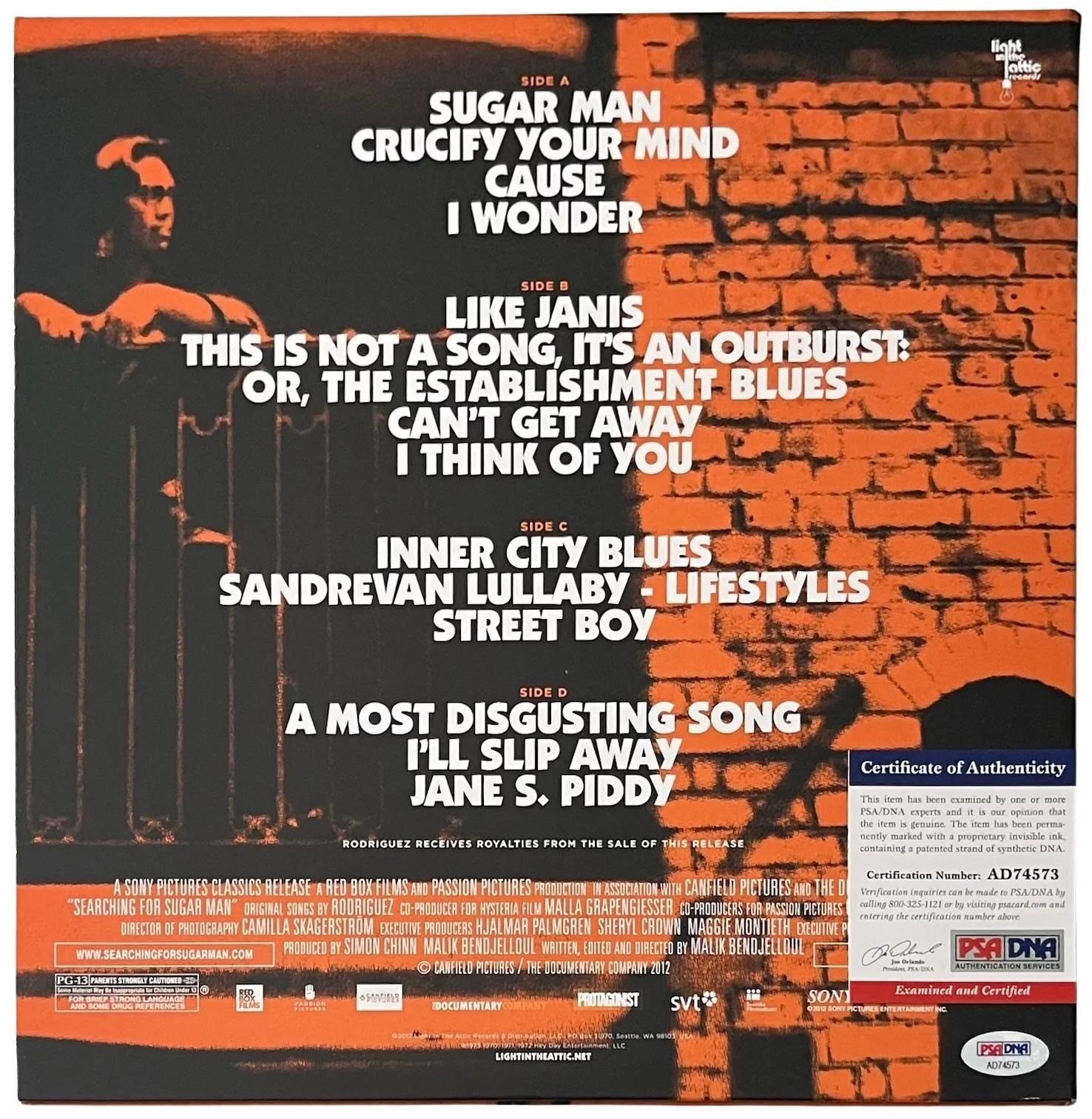 Sixto Rodriguez Signed Searching For Sugar Man Soundtrack Vinyl Record PSA COA, image 3