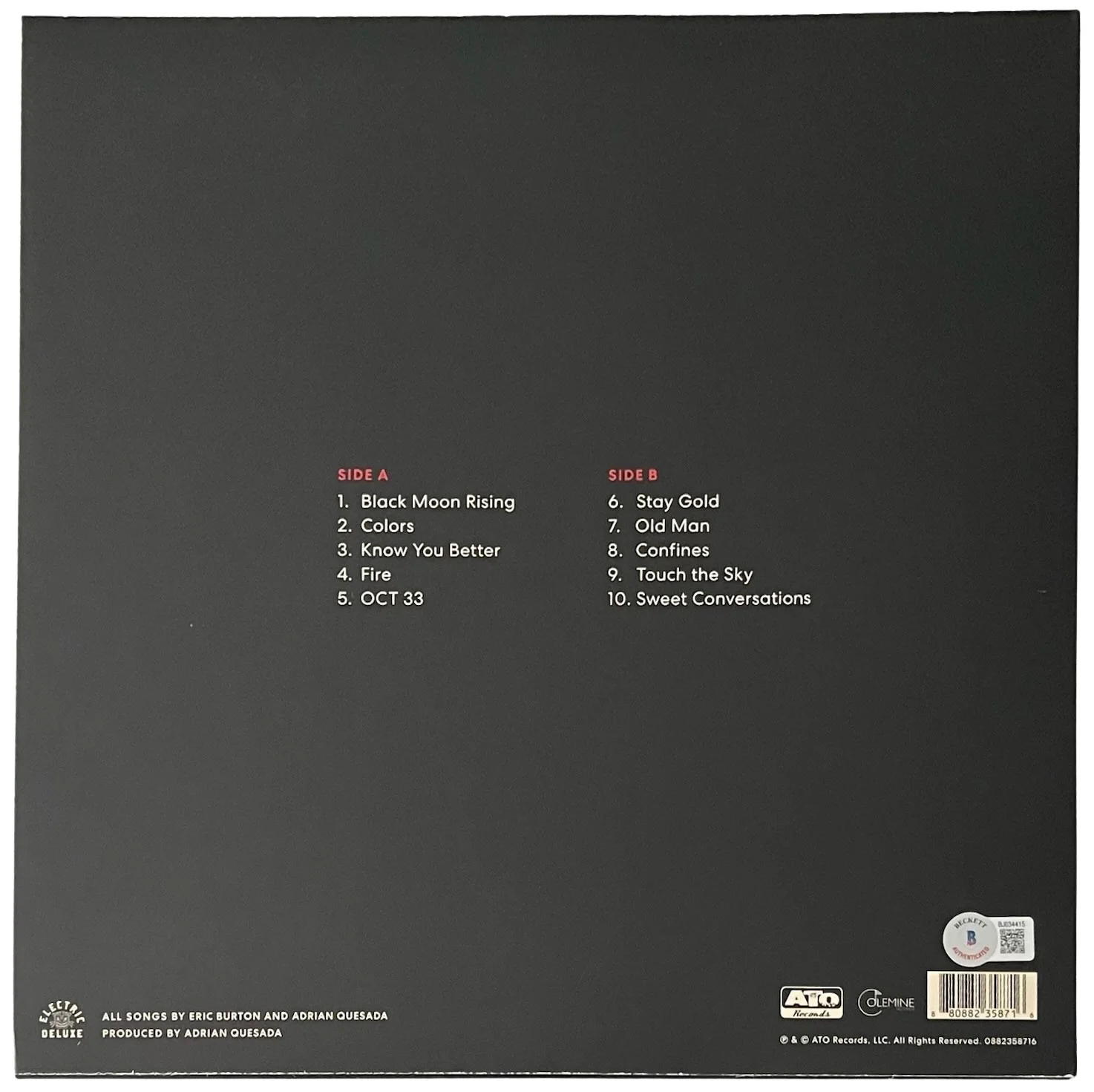 Eric Burton & Adrian Quesada Signed Black Pumas Vinyl Record Beckett BJ034415, image 2
