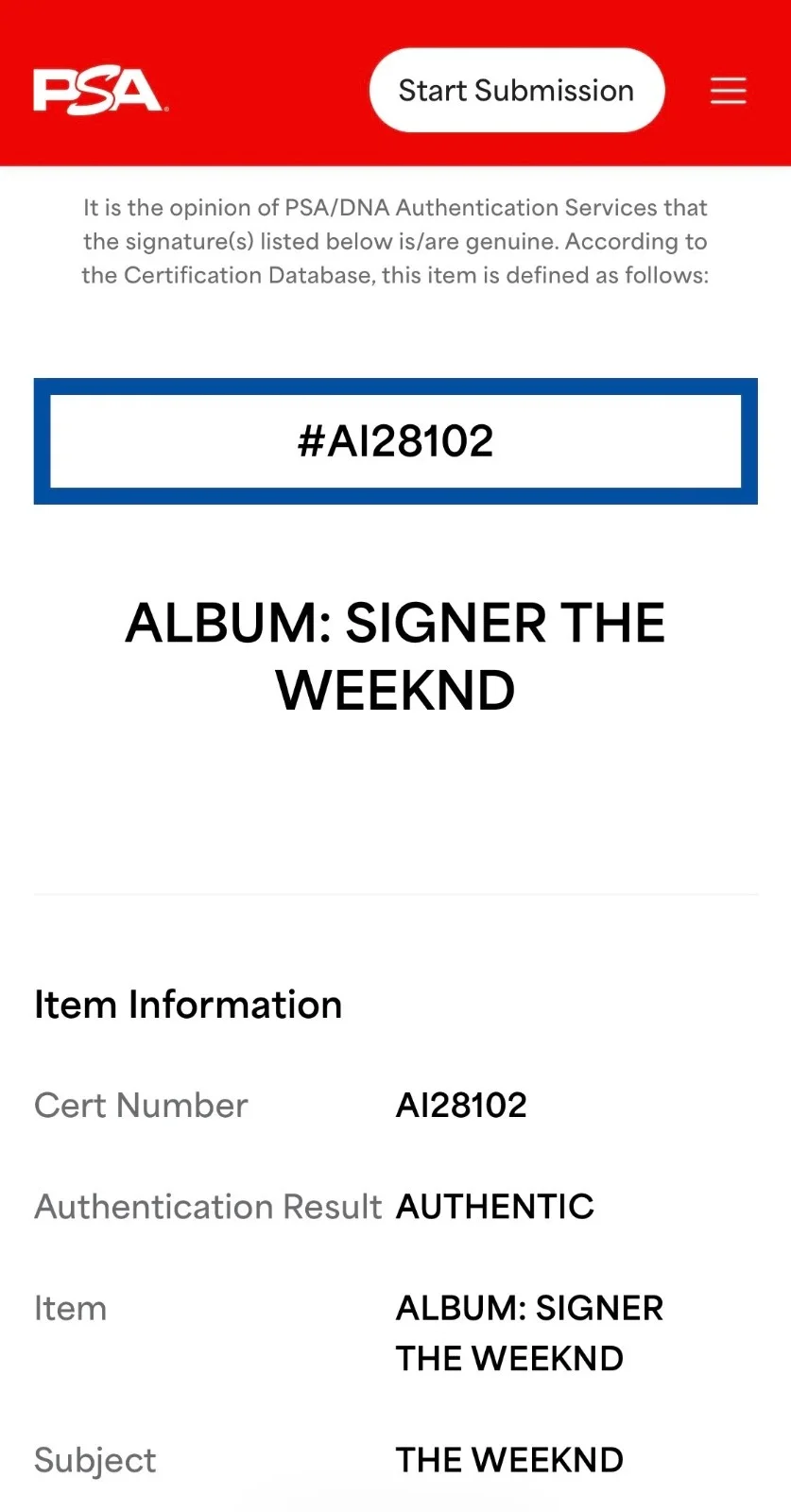 The Weeknd Signed After Hours Holographic Vinyl Record (Cover Only) PSA COA, изображение 4