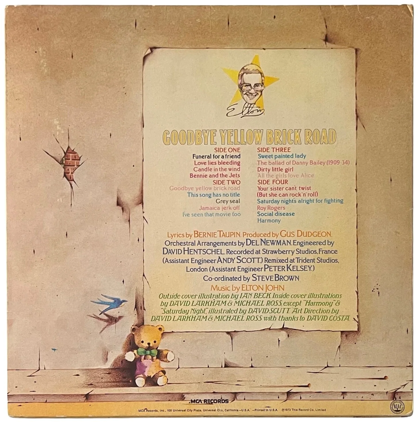 Elton John Signed Goodbye Yellow Brick Road Vinyl Record w/"With Love" PSA COA, image 3