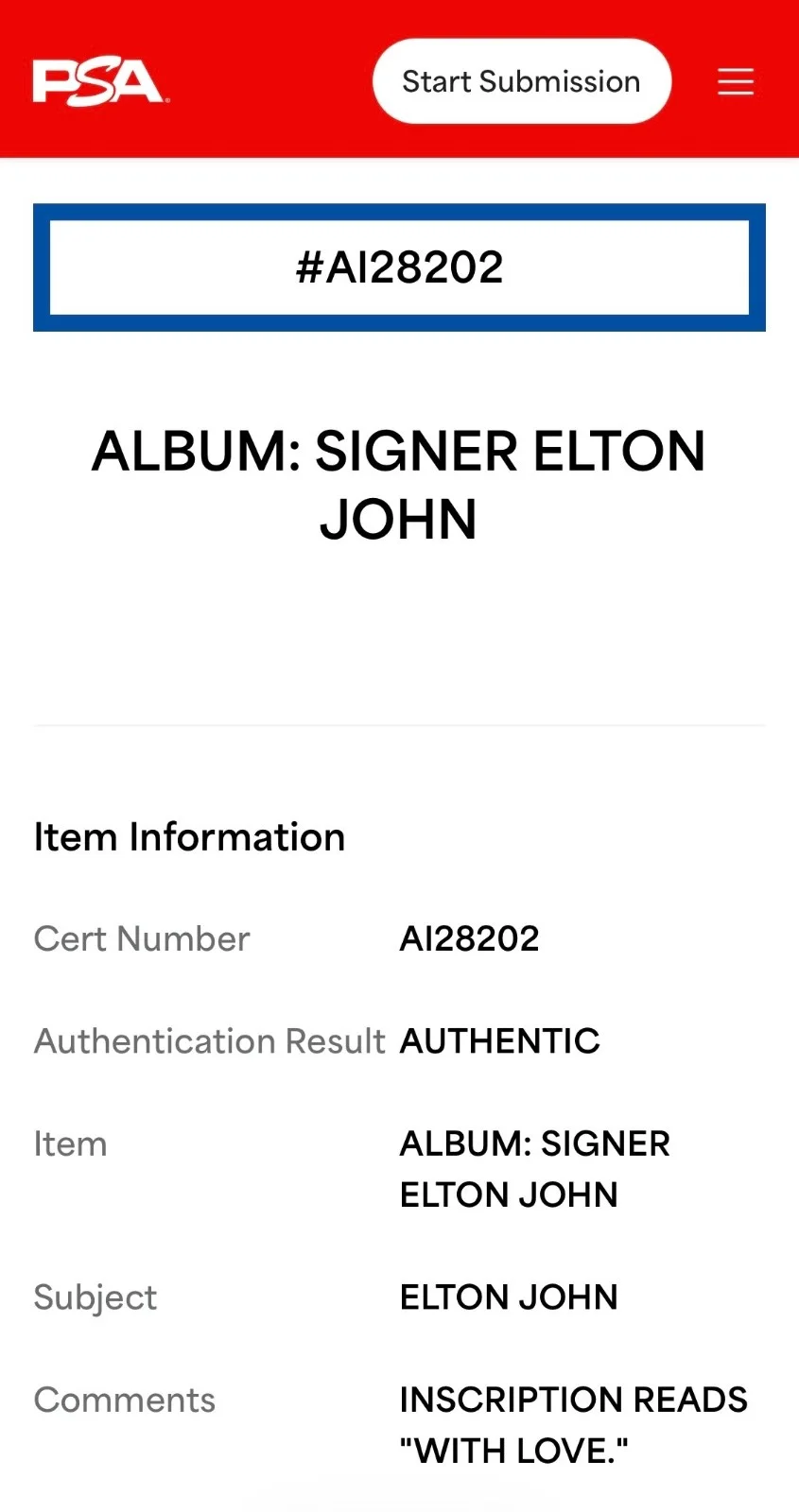 Elton John Signed Goodbye Yellow Brick Road Vinyl Record w/"With Love" PSA COA, image 4