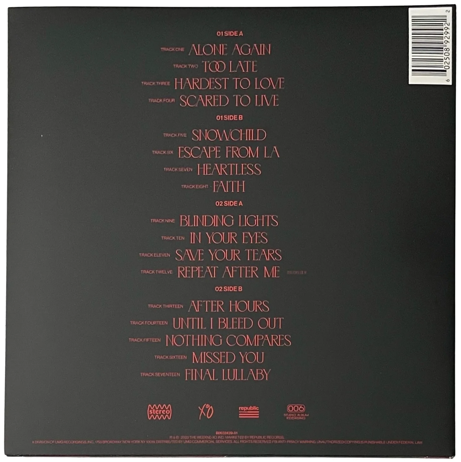 The Weeknd Signed After Hours Deluxe Vinyl Record (Cover Only) PSA COA AI28093, image 3
