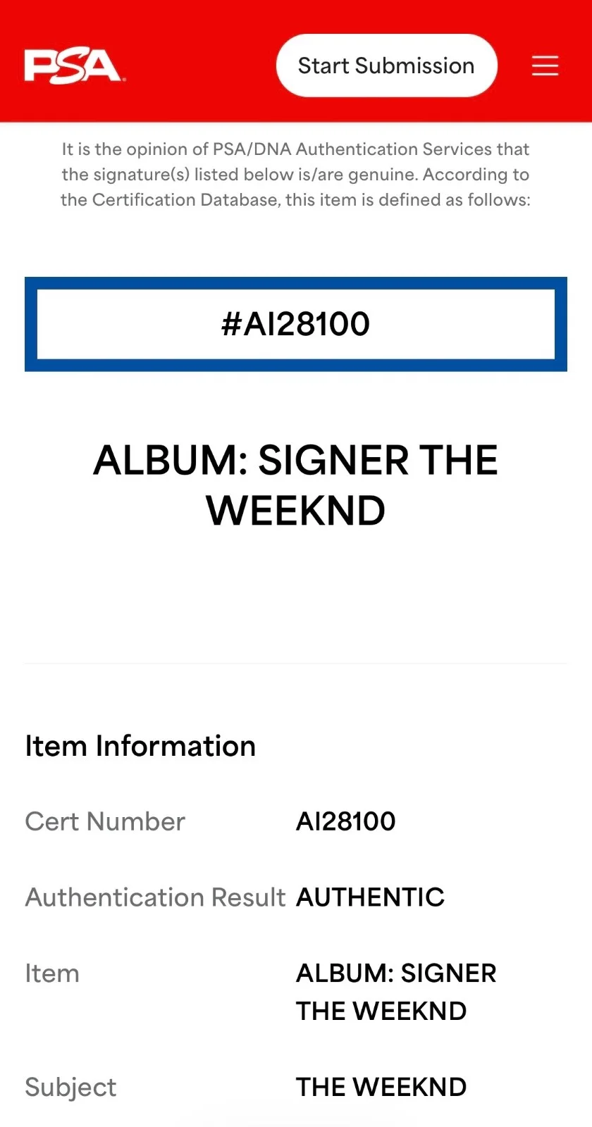 The Weeknd Signed After Hours Holographic Vinyl Record (Cover Only) PSA COA, изображение 4