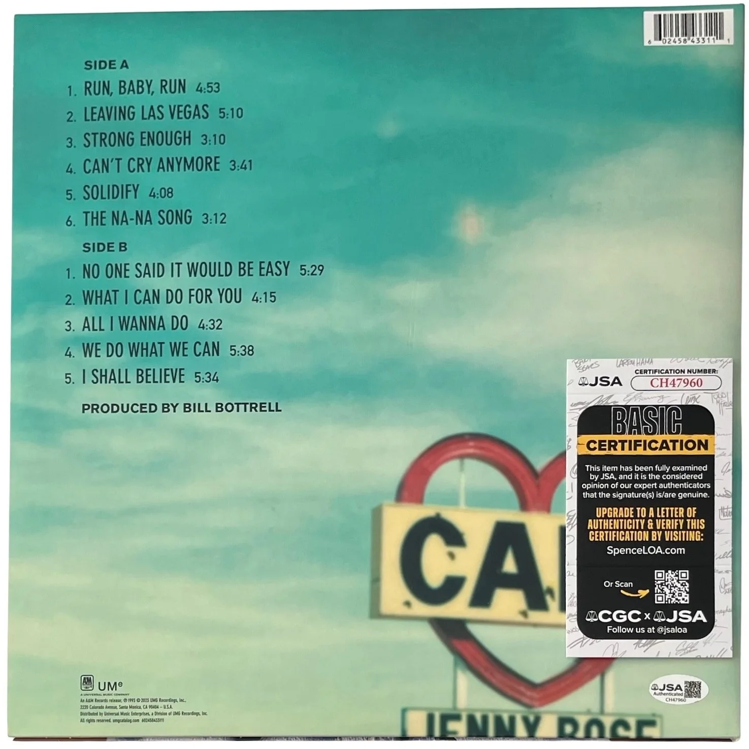 Sheryl Crow Signed Tuesday Night Music Club Vinyl Record JSA COA CH47960, image 3