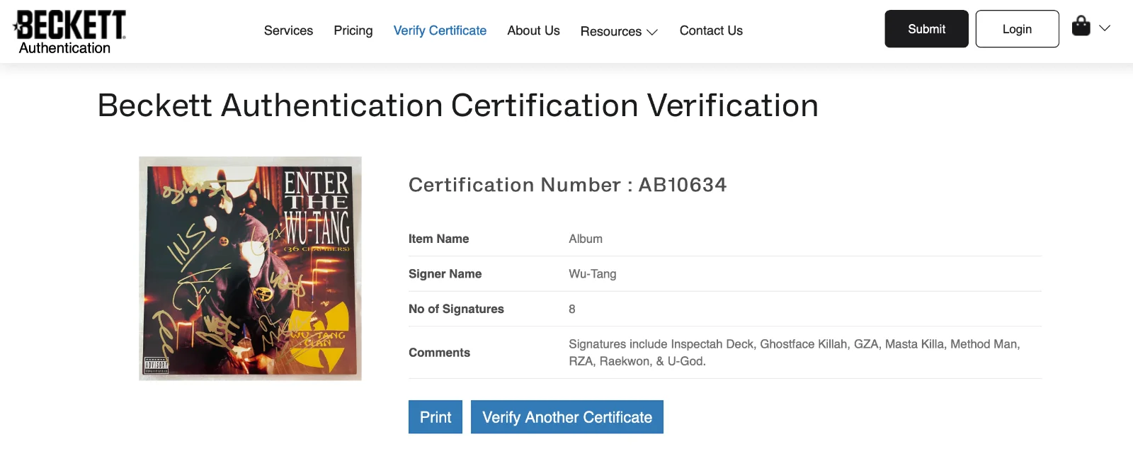 Wu-Tang Clan x8 Ghostface Method Man RZA Signed 36 Chambers Vinyl Record Beckett, изображение 5