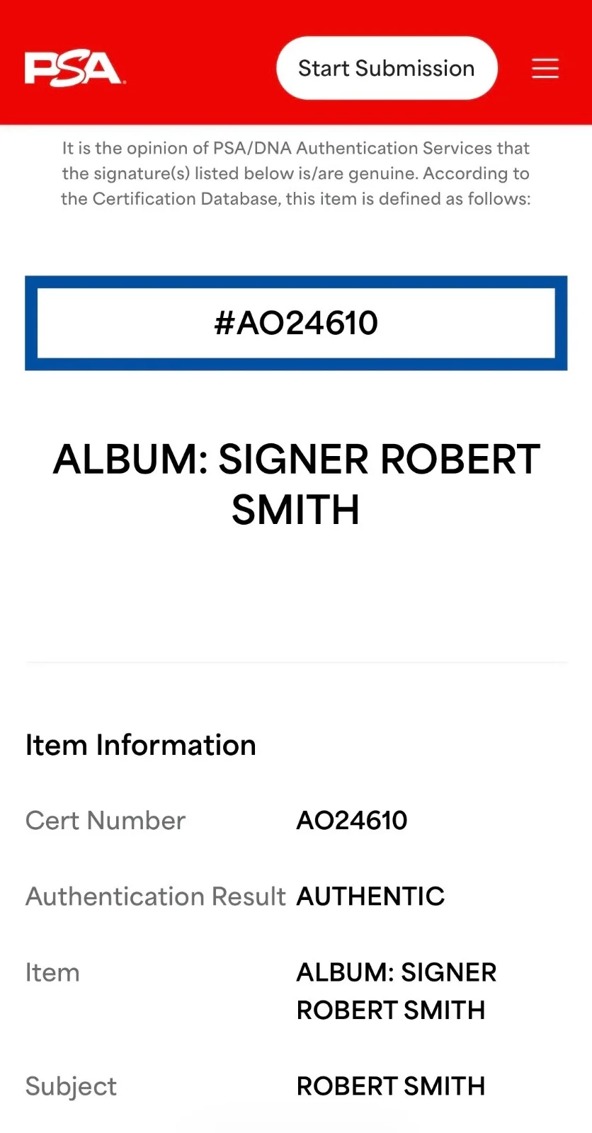 Robert Smith Signed The Cure Disintegration Vinyl Record PSA AO24610, image 3