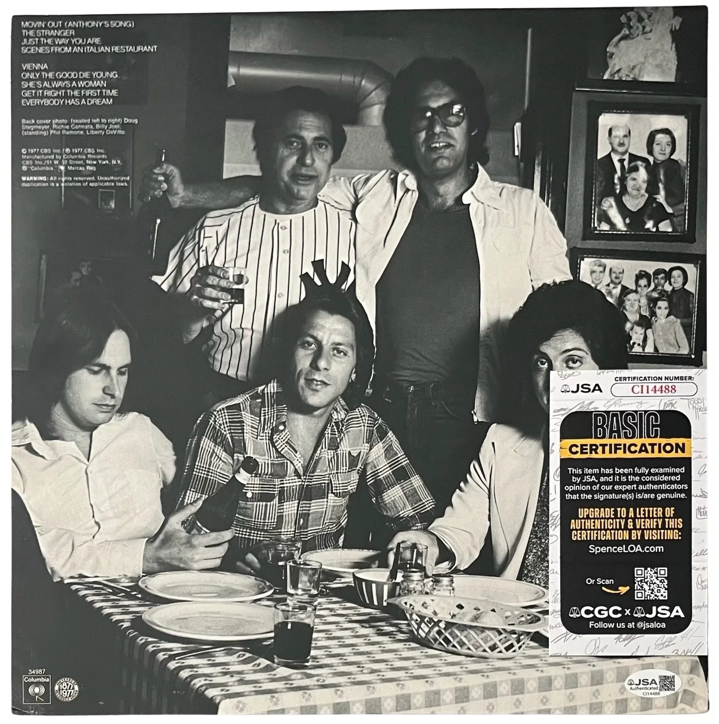 Billy Joel Signed The Stranger Vinyl Record JSA COA CI14488, image 3