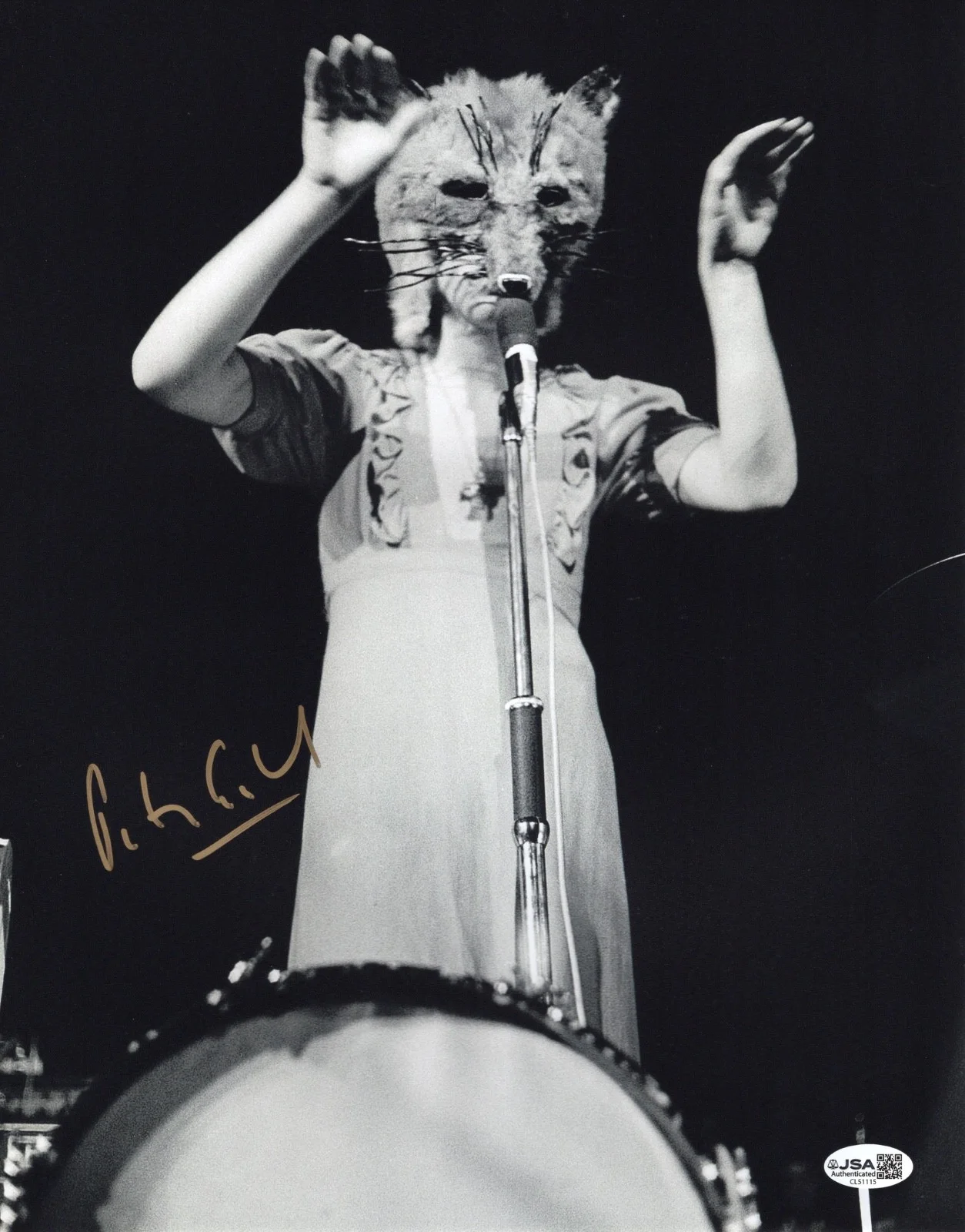 Peter Gabriel Genesis Signed 11x14 Photo ('Foxtrot' Tour - Newcastle - 1972) JSA, image 2