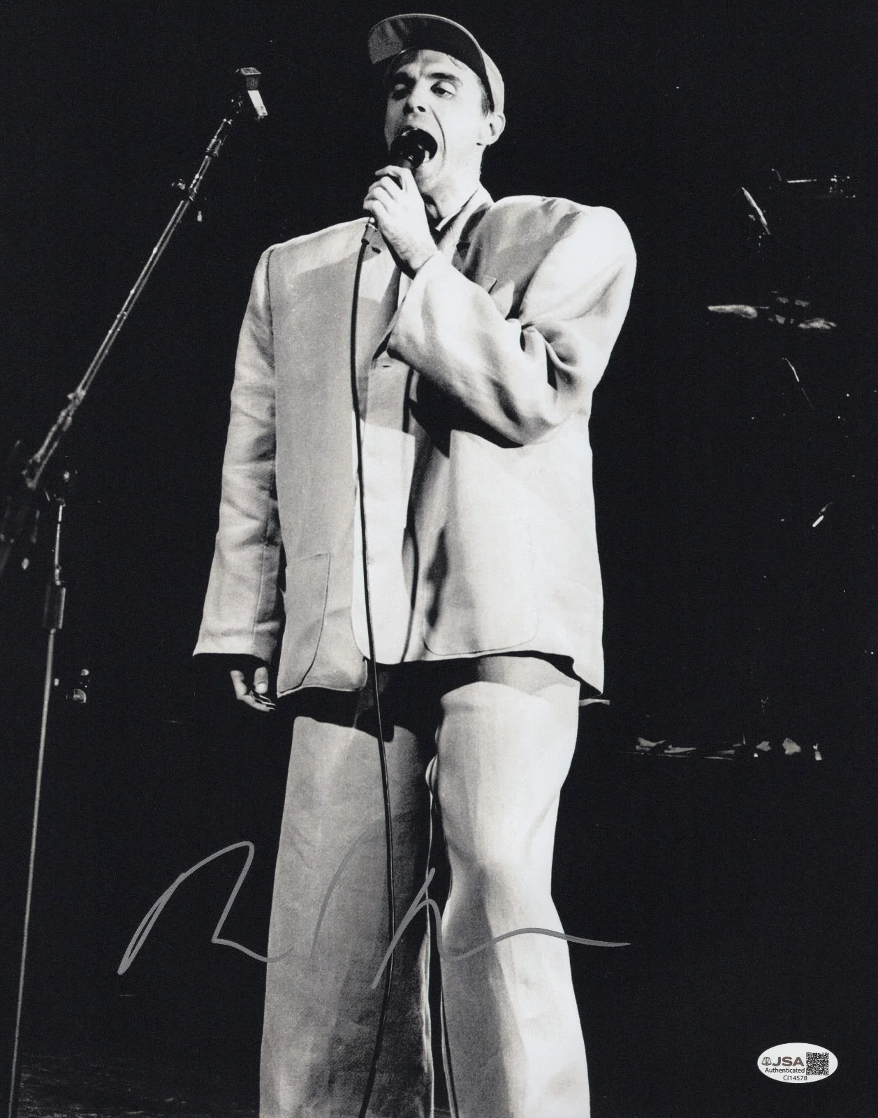 David Byrne Talking Heads Signed 11x14 Photo ('Big Suit' - 1983) JSA COA CI14578, image 2