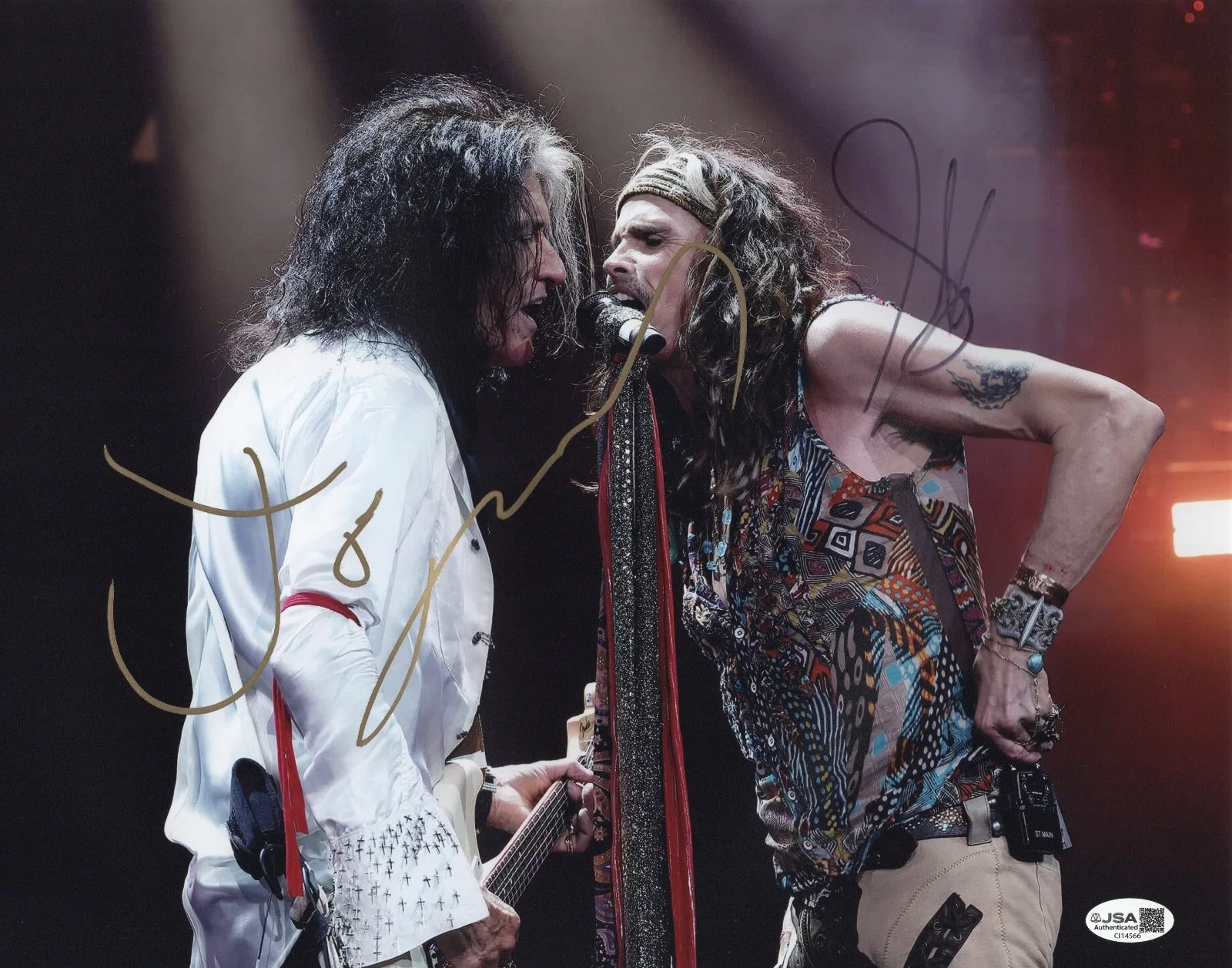 Joe Perry & Steven Tyler Aerosmith Signed 11x14 Photo JSA COA CI14566, image 2