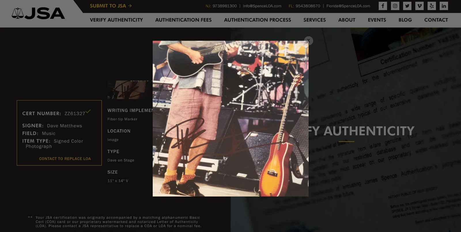 Dave Matthews Signed 11x14 Photo (HORDE Festival '96 - Mountain View, CA) JSA, изображение 3