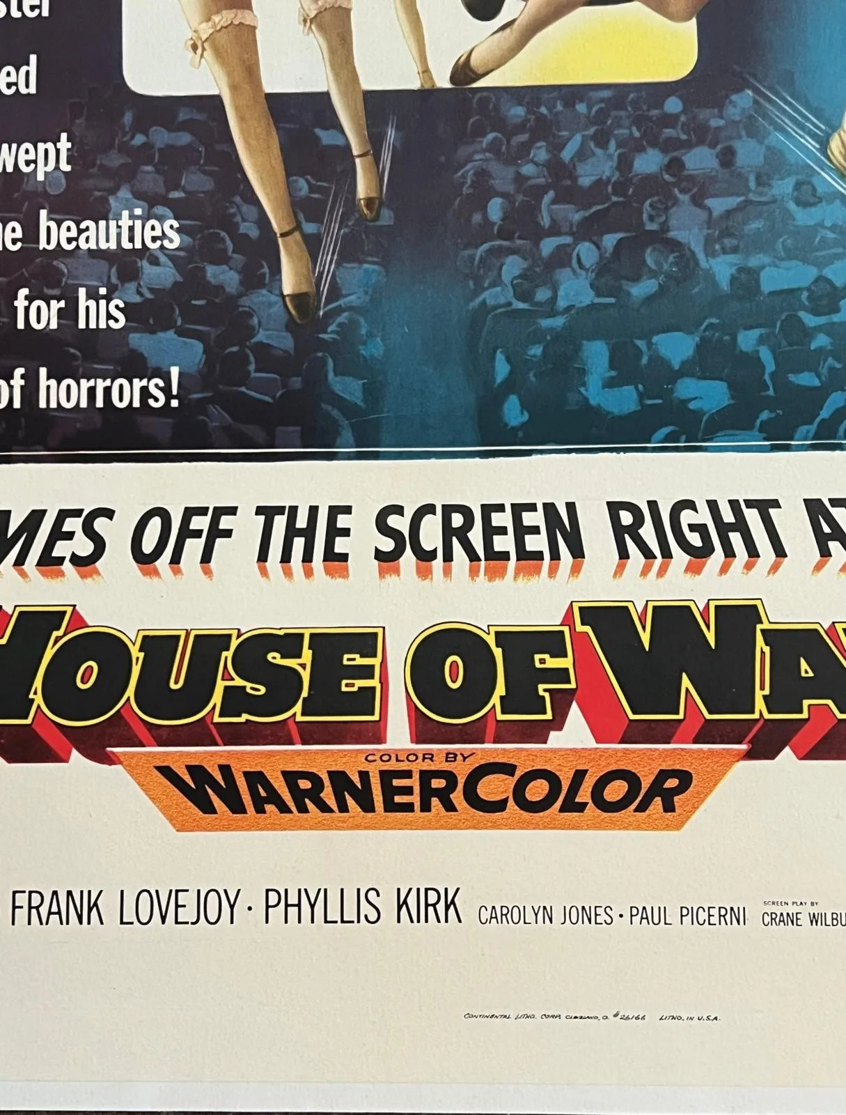 House of Wax Original US 1 Sheet LINEN BACKED Film Poster 1953 w/certificate, изображение 3