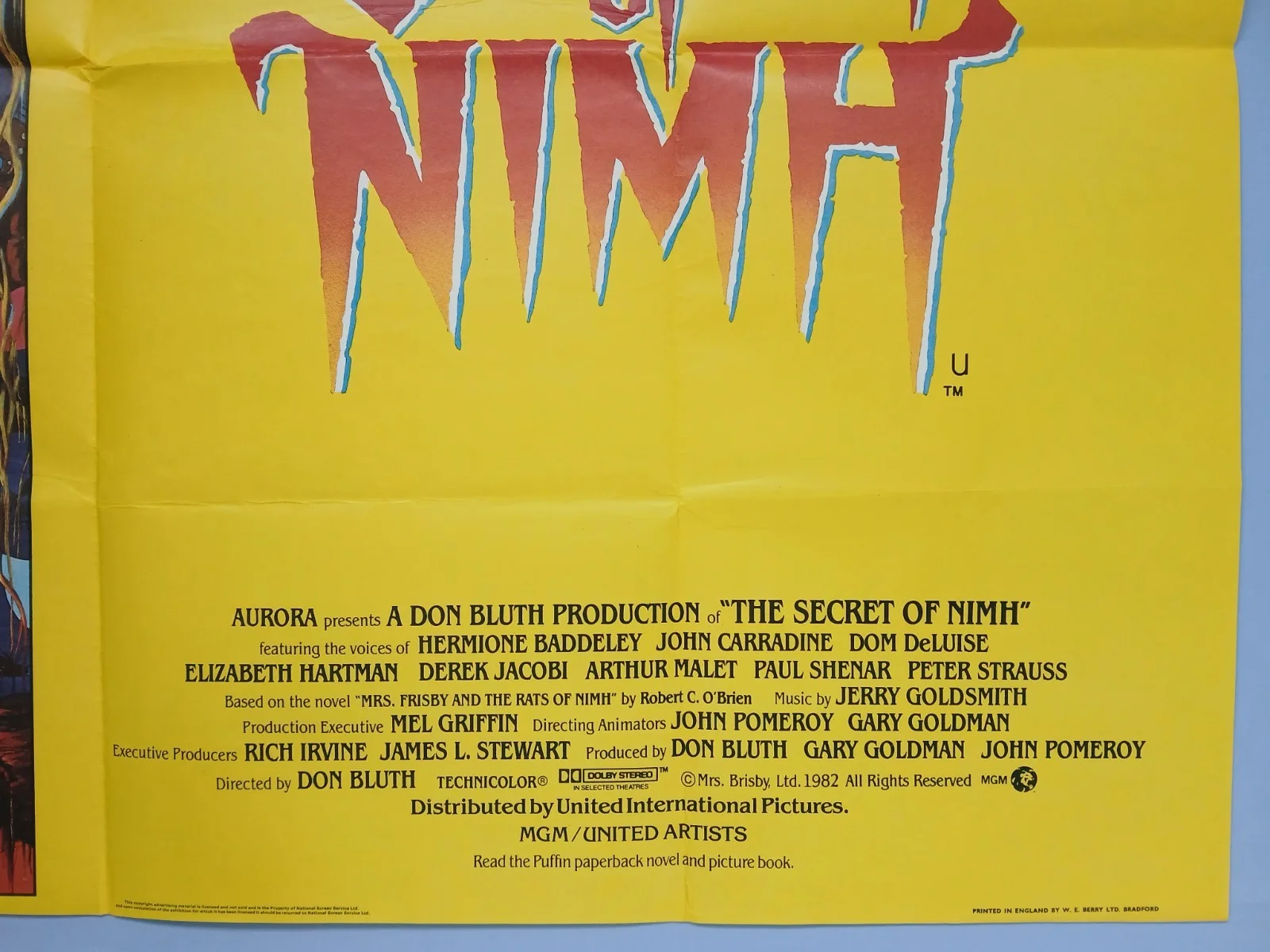 THE SECRET OF NIMH (1982) original UK quad poster - Don Bluth animation, изображение 5