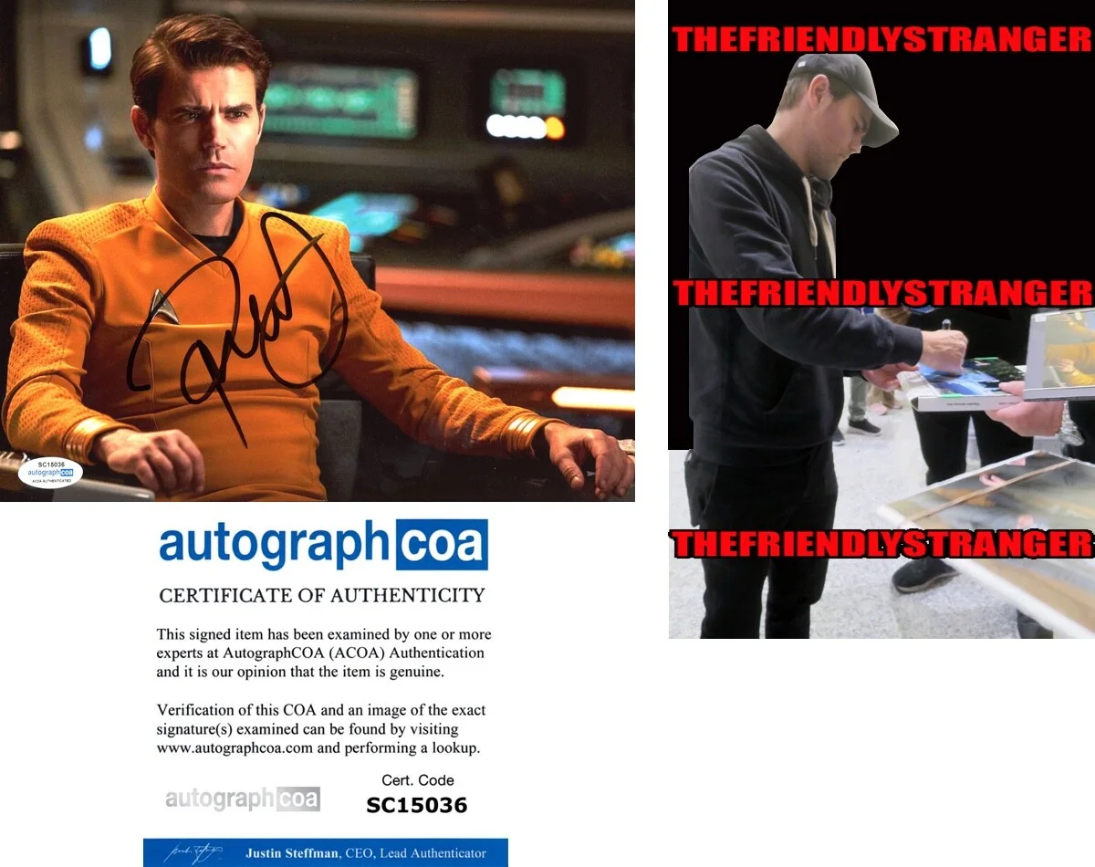 PAUL WESLEY — Paul Wesley signed "STAR TREK" 8x10 Photo c PROOF Captain James T. Kirk ACOA COA