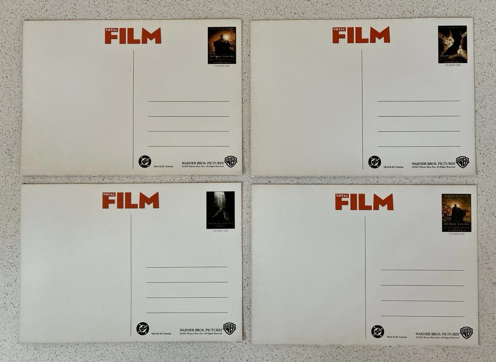 BATMAN BEGINS - TOTAL FILM MAG OFFICIAL POSTCARDS - FULL SET OF 4 - POSTER ART, изображение 2