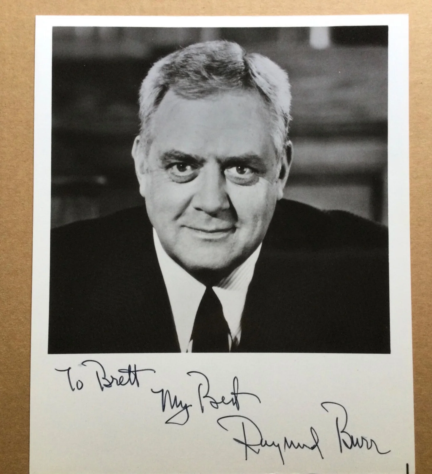 Raymond Burr — Raymond Burr (1917-1993) Perry Mason Ironside Signed Autograph 8x10 Photo.
