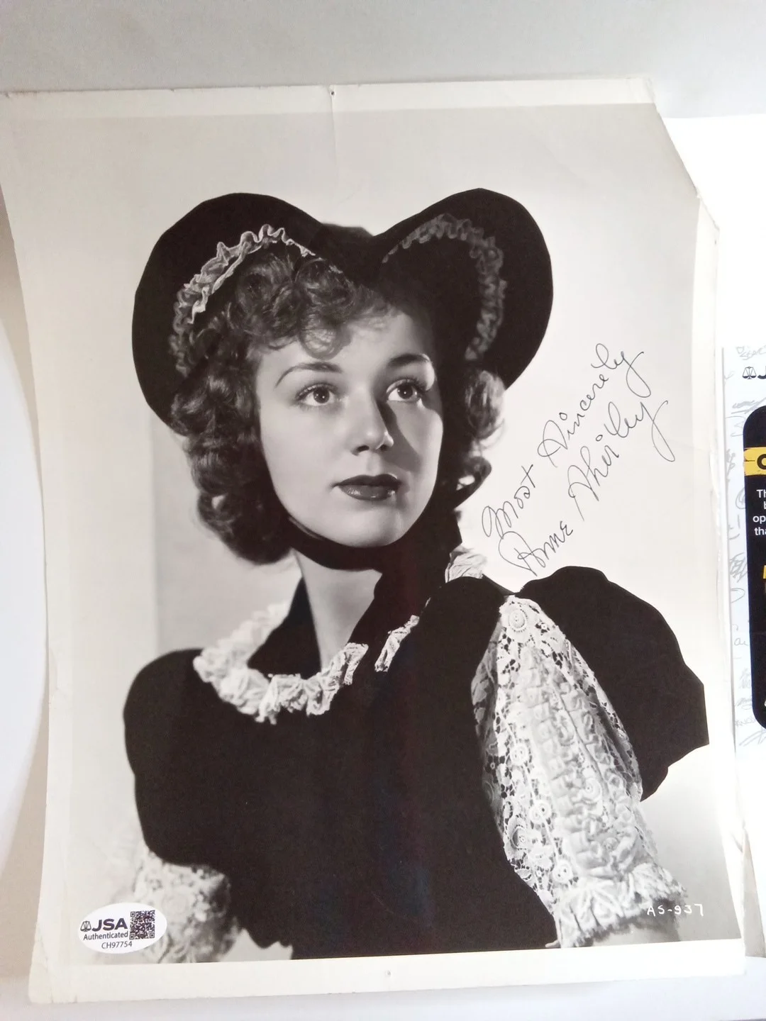 Anne Shirley Signed 8x10 Photo JSA Authenticated Anne Of The Green Gables Star, изображение 2