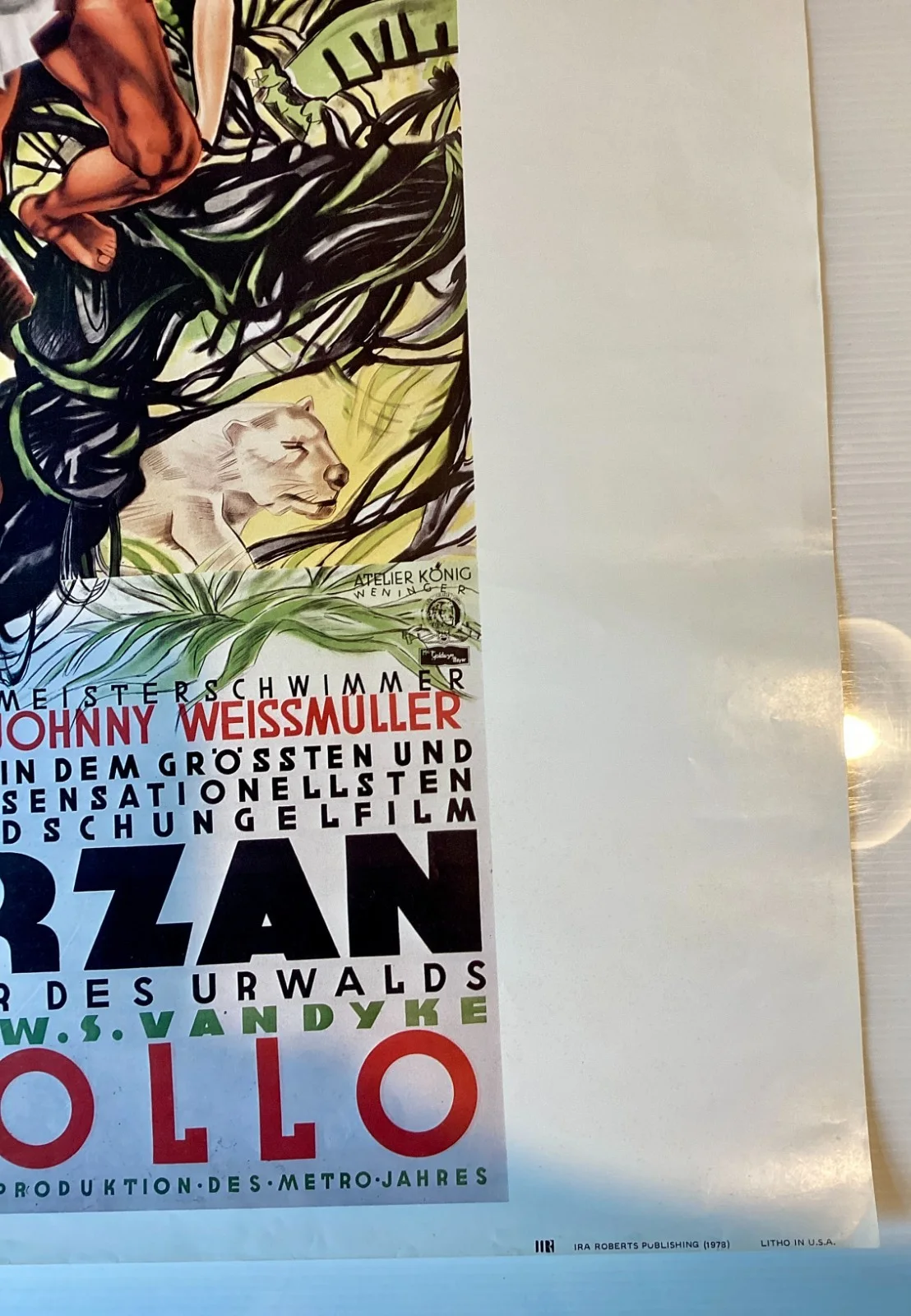 Tarzan at Apollo German movie poster Johnny Weissmuller 1978, изображение 5