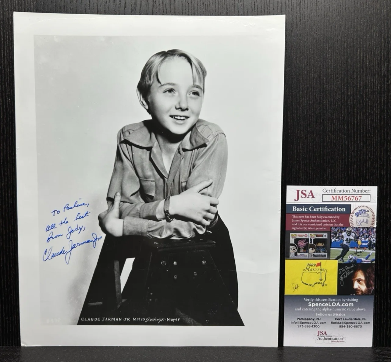 Claude Jarman Jr — *** CLAUDE JARMAN JR. SIGNED PHOTO *** JSA COA Actor Autograph * THE YEARLING