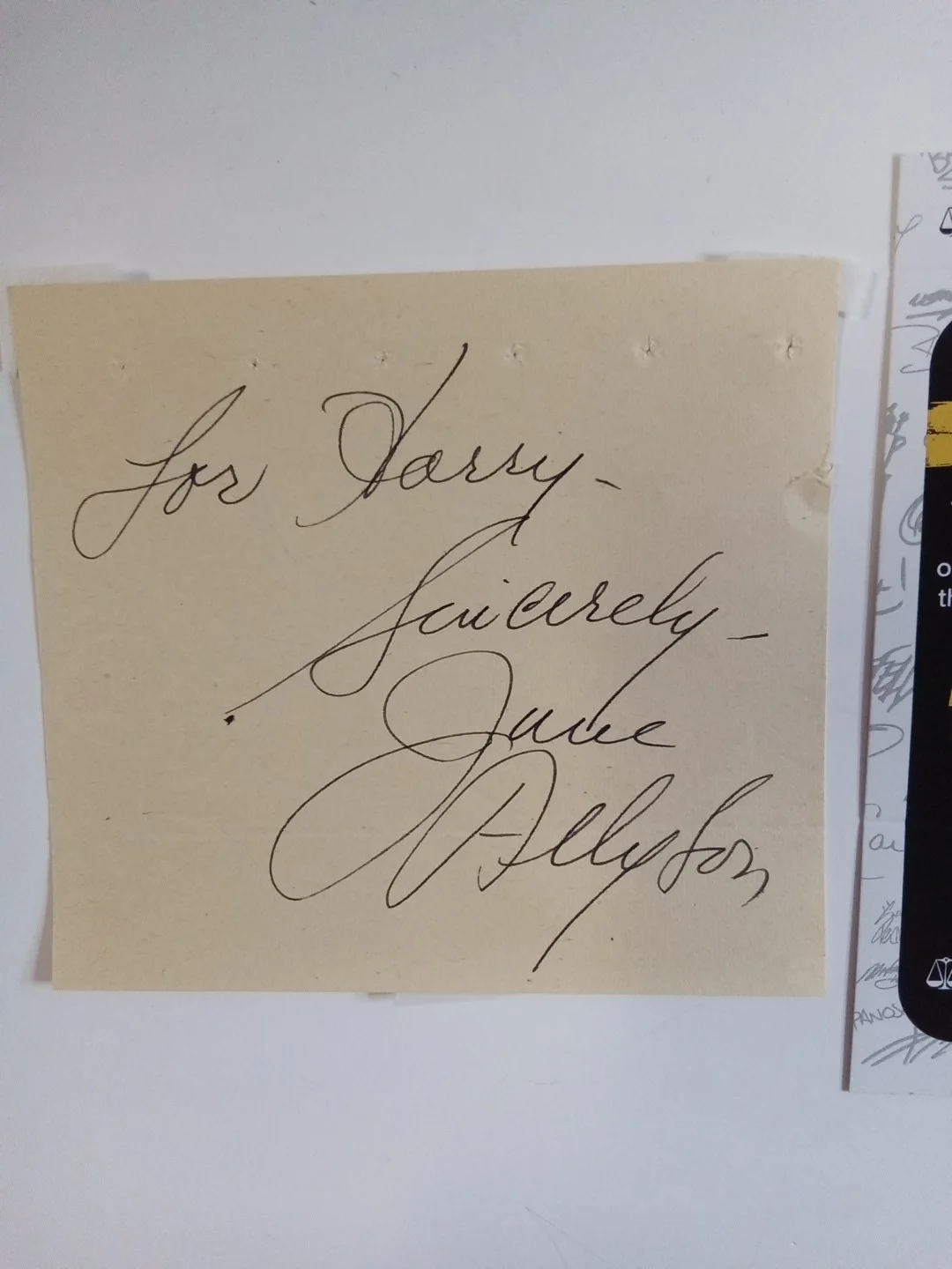 June Allyson Signed Cut Paper JSA Authenticated Little Women Movie Star, image 2