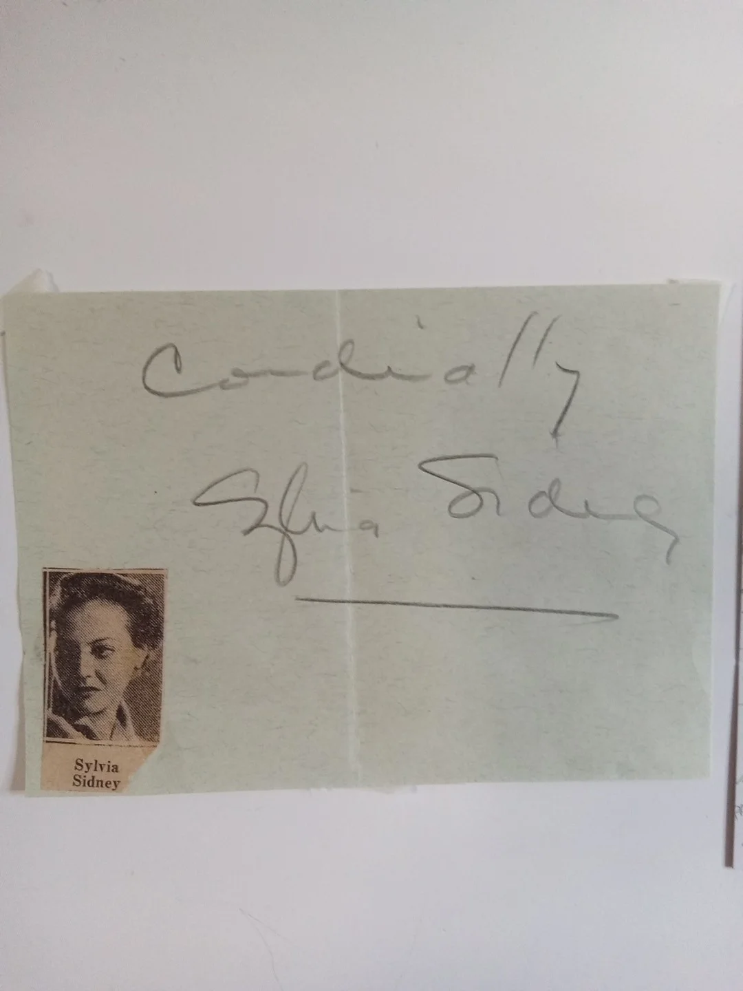 Sylvia Sidney American Stage Actress Signed Cut JSA, image 2