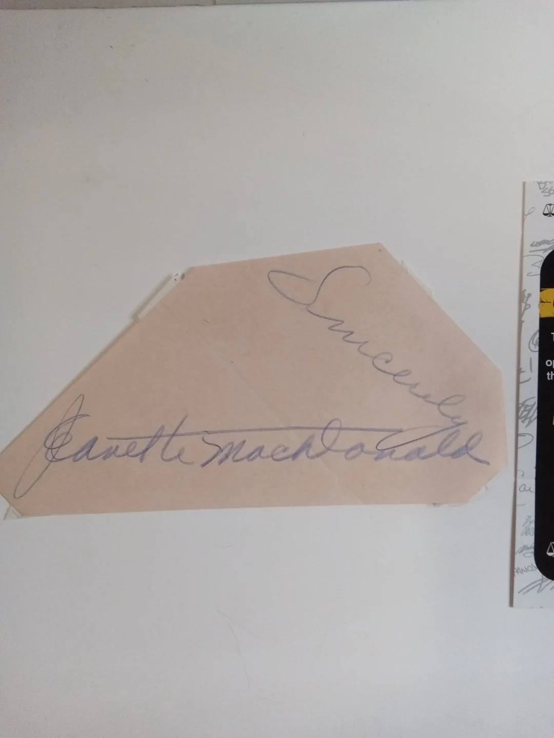 Jeanette MadDonald Signed Cut Paper JSA Authenticated MGM Musical Star, image 2