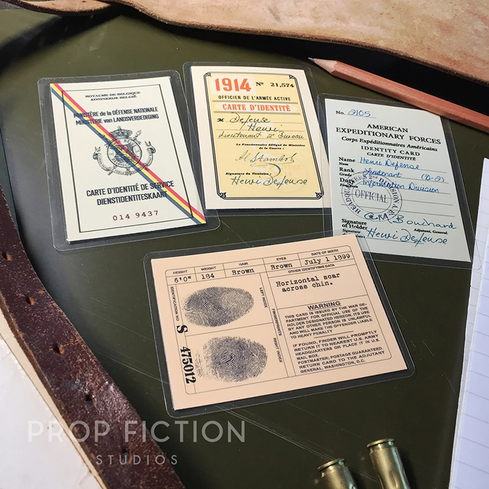 Indiana Jones - Prop Wartime Issue Identification Cards / WWI & WWII Cosplay IDs, image 2