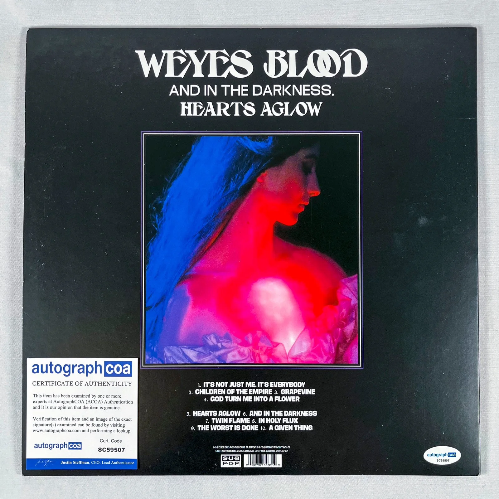 Weyes Blood Signed IN THE DARKNESS, HEARTS AGLOW Vinyl Album EXACT Proof ACOA C, изображение 4