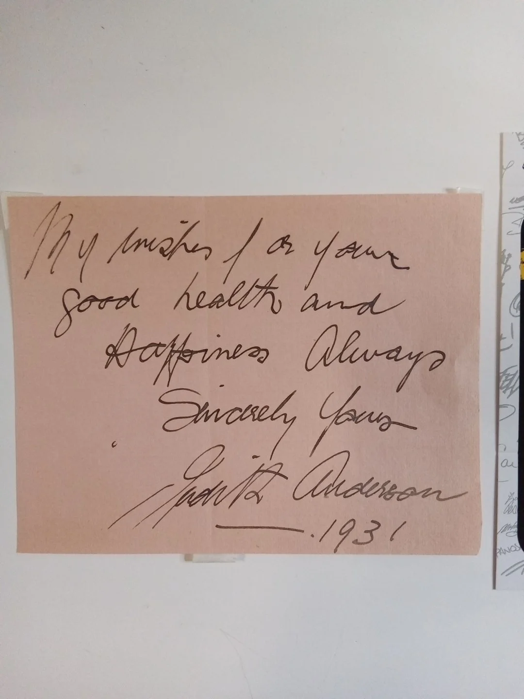 Judith Anderson Signed Cut Paper JSA Authenticated Rebecca Hitchcock Star, image 2