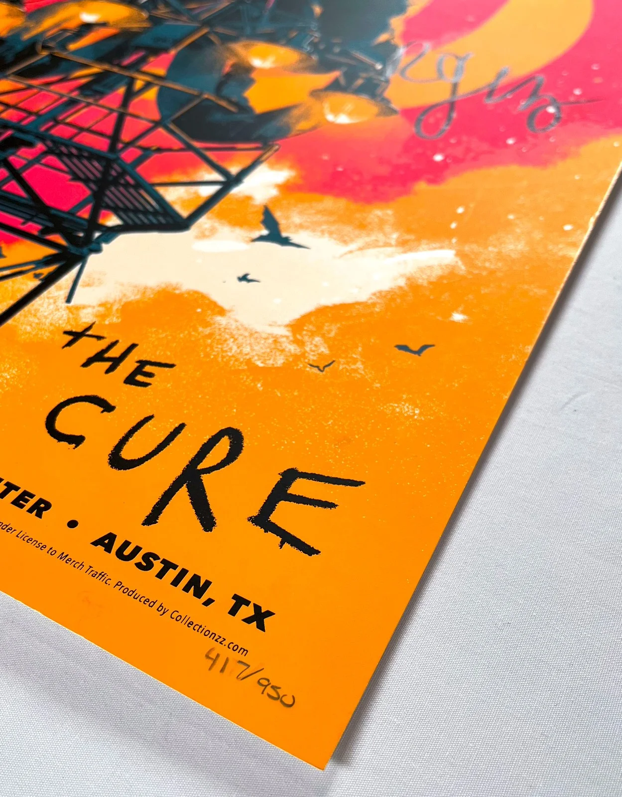 Robert Smith Signed THE CURE Austin TX 2023 Tour Poster Oliver Barrett PROOF JSA, изображение 5