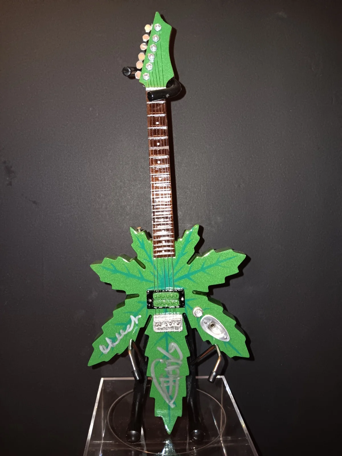 Cheech n Chong signed chronic plant mini guitar w Beckett certification, image 2