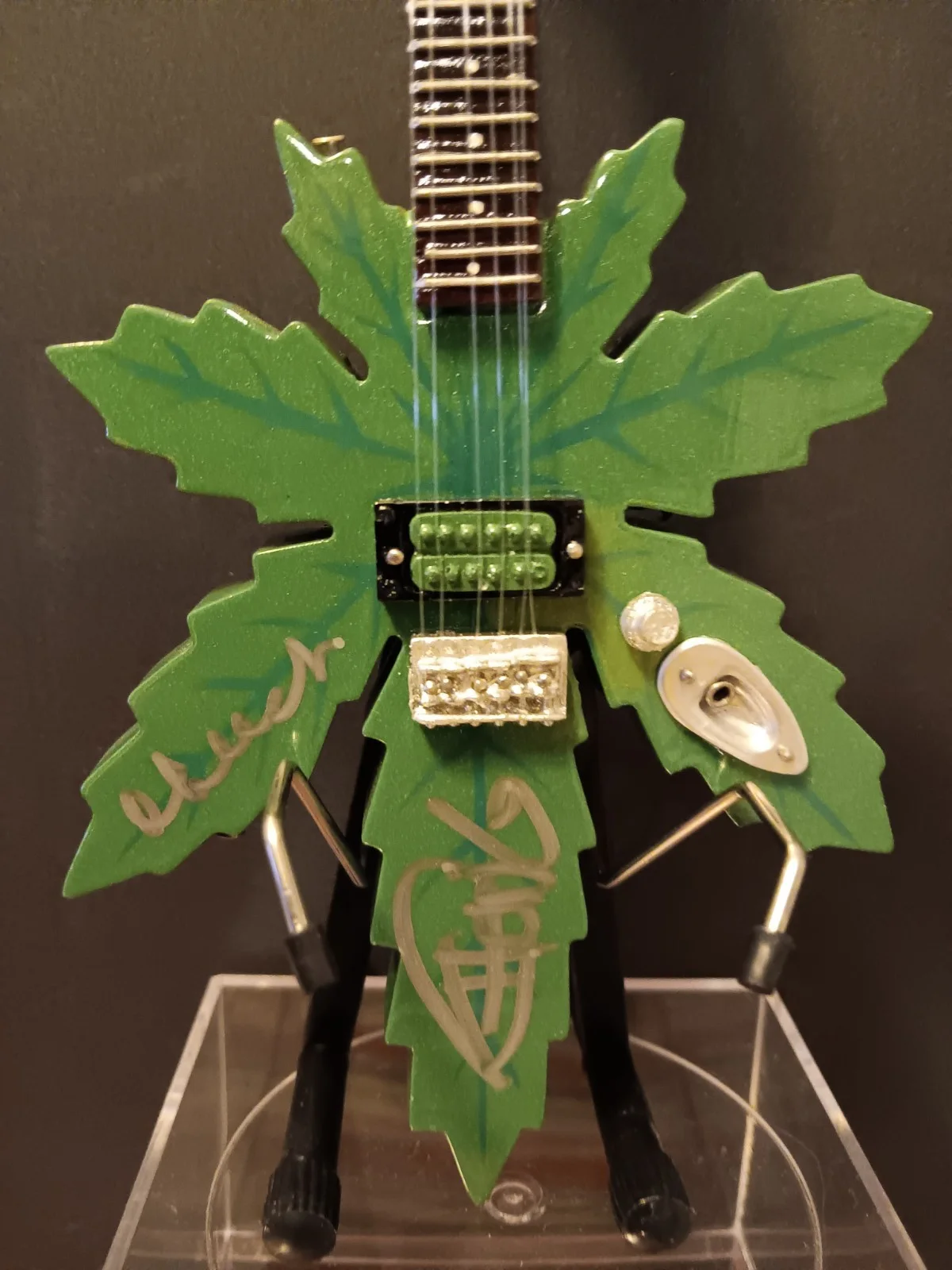 Cheech n Chong signed chronic plant mini guitar w Beckett certification, image 5