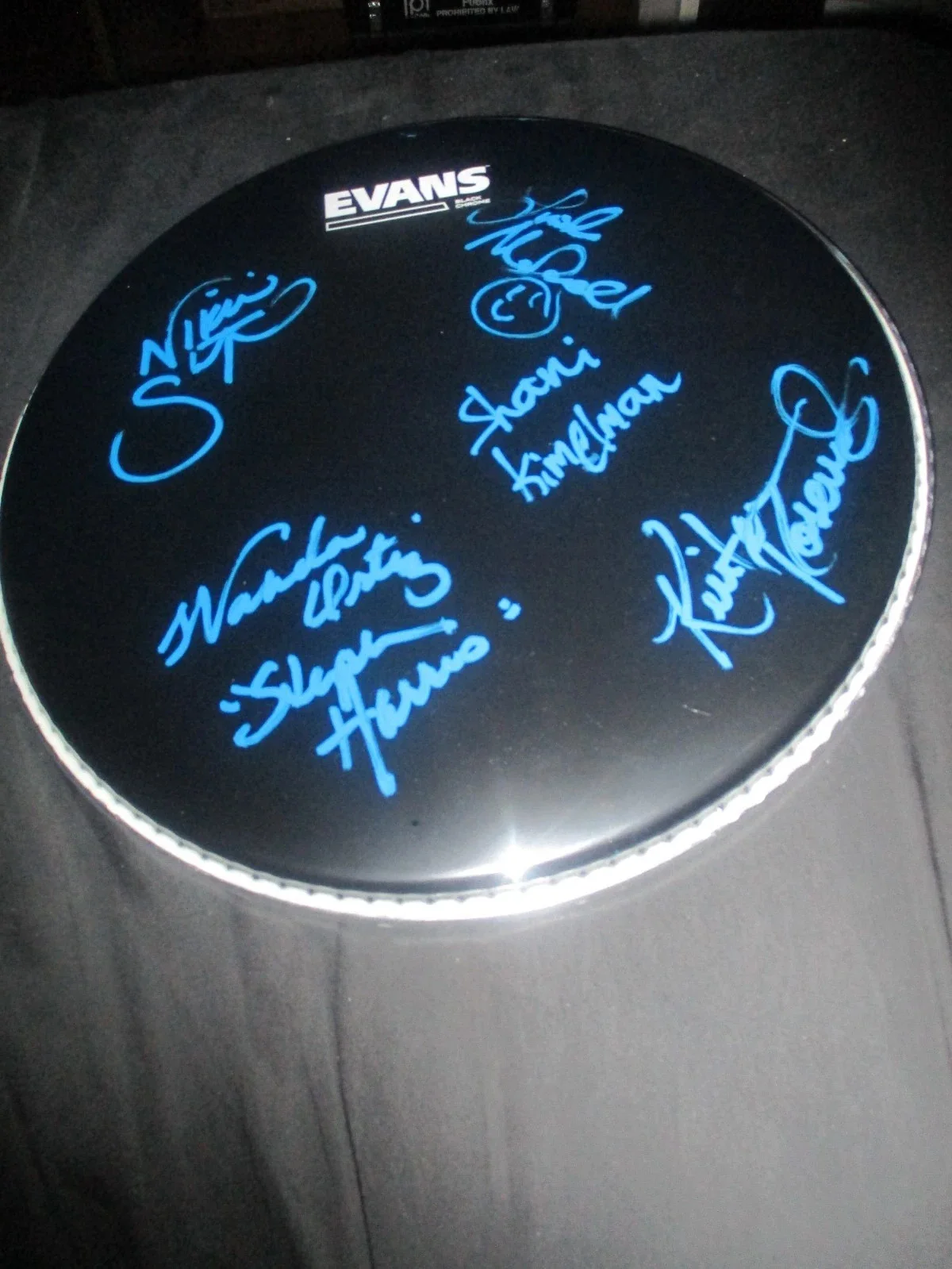IRON MAIDENS AUTHENTIC AUTOGRAPHED/SIGNED DRUMHEAD..NIKKI STRINGFIELD + 4, image 4