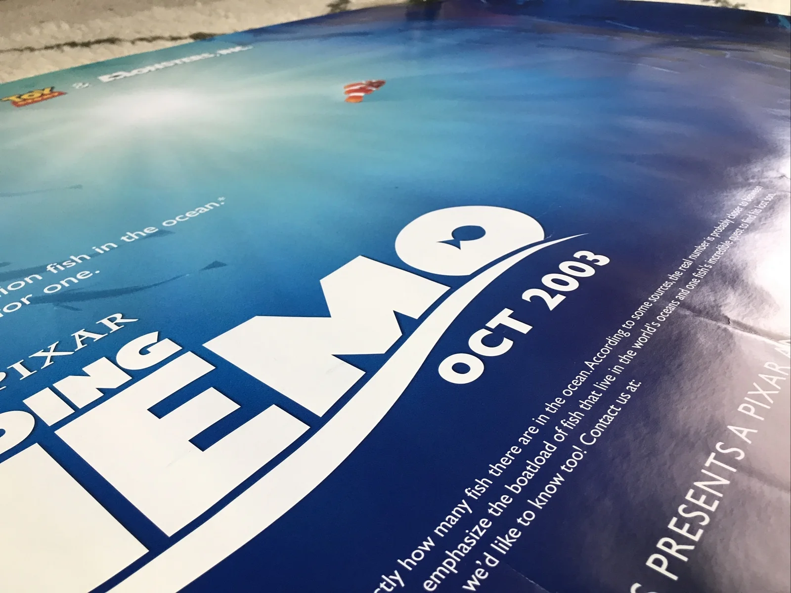 WALT DISNEY FINDING NEMO - ROLLED UK Teaser Cinema Quad Poster Movie Film 2003, изображение 3