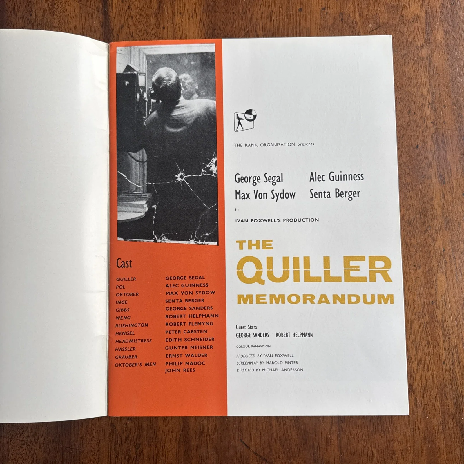 THE QUILLER MEMORANDUM Film Brochure 1966 with George Segal, Alec Guinness, image 2