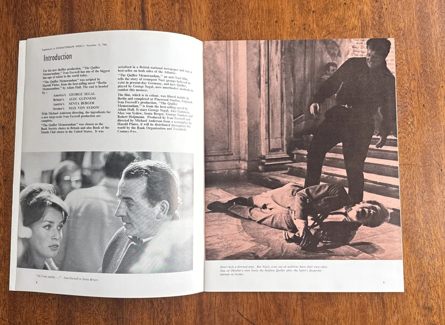 THE QUILLER MEMORANDUM Film Brochure 1966 with George Segal, Alec Guinness, image 3