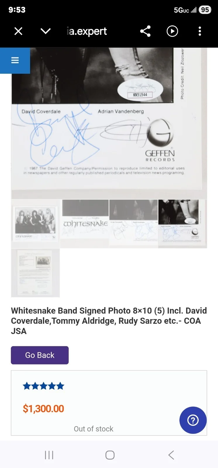 WHITESNAKE SIGNED 8 X10! 4 AUTHENTIC SIGNATURES! COVERDALE ALDRIGE SARZO OFFER!, изображение 2