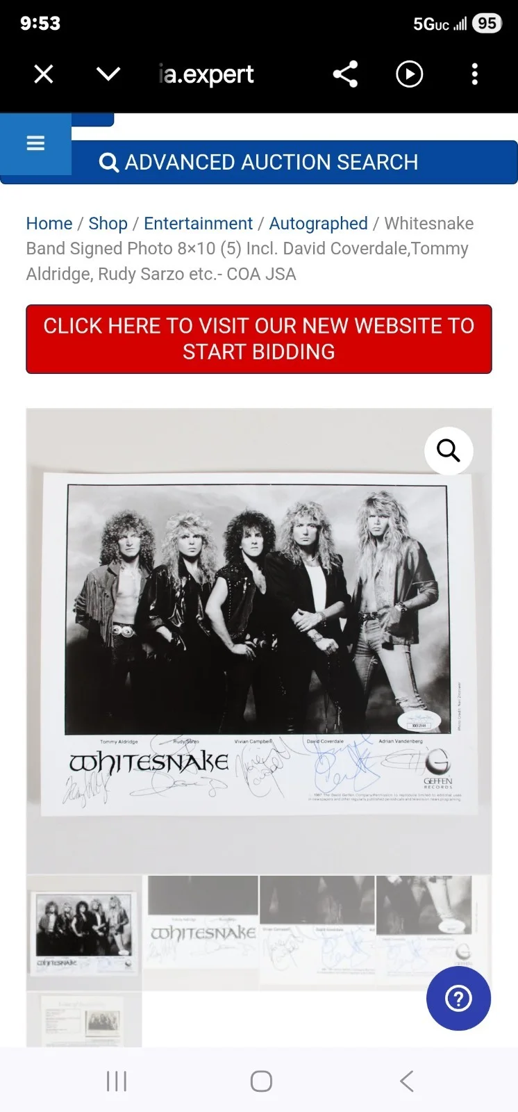 WHITESNAKE SIGNED 8 X10! 4 AUTHENTIC SIGNATURES! COVERDALE ALDRIGE SARZO OFFER!, изображение 3