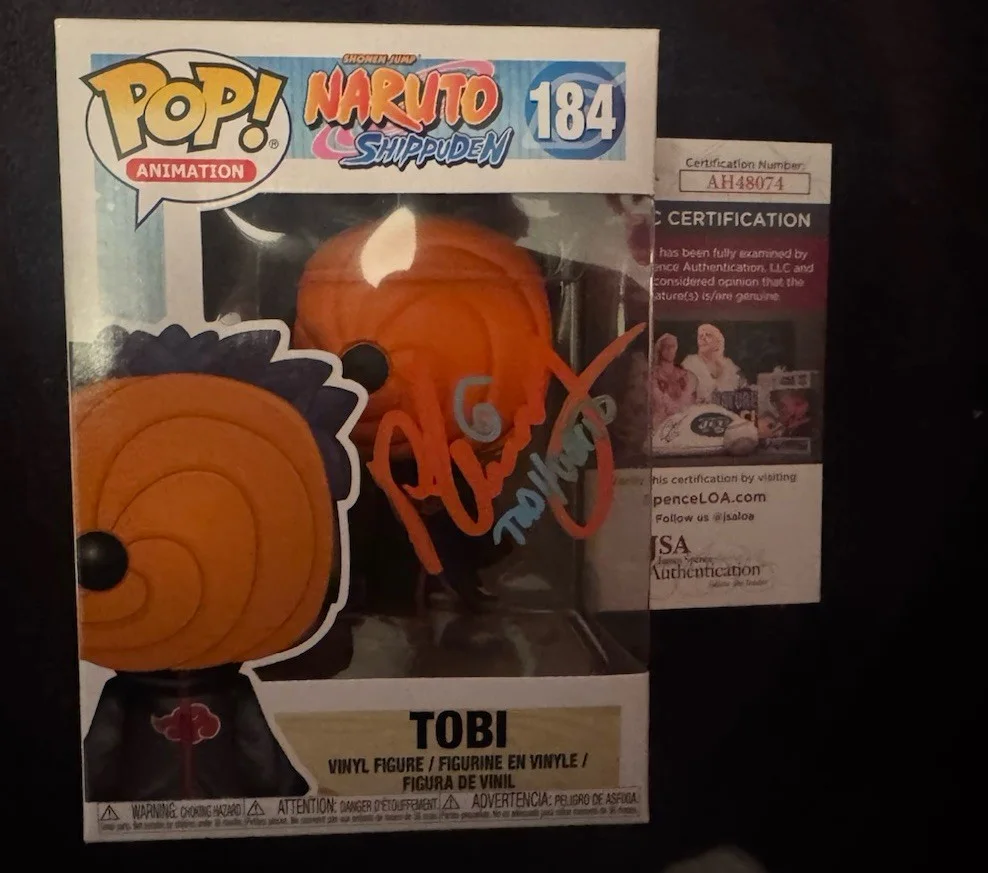 Michael Yurchak — Michael Yurchak SIGNED AUTOGRAPHED Tobi 184 Naruto Shippuden Funko Pop JSA COA, image 2