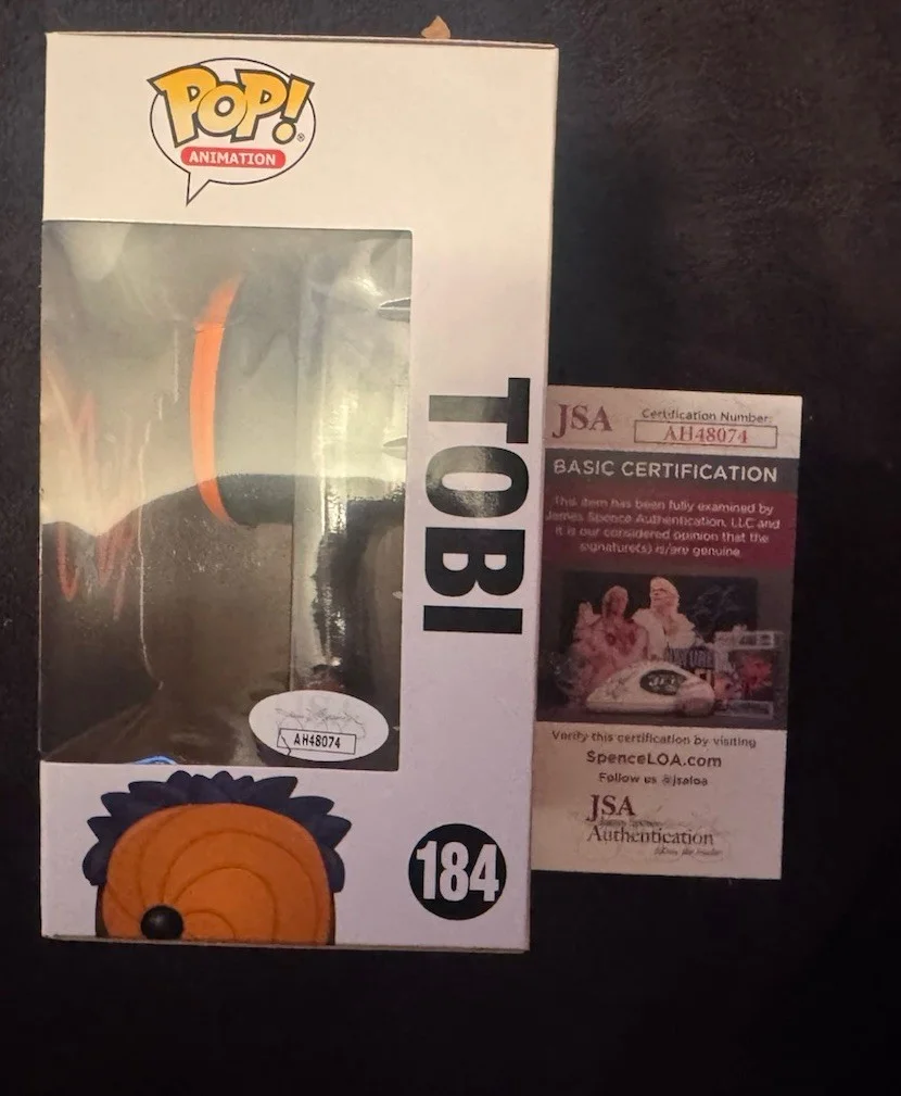 Michael Yurchak — Michael Yurchak SIGNED AUTOGRAPHED Tobi 184 Naruto Shippuden Funko Pop JSA COA, image 3