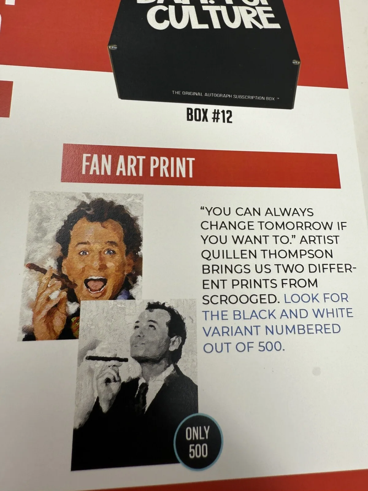 Scrooged artist limited signed 8x10 photo print of Bill Murray in character, изображение 2