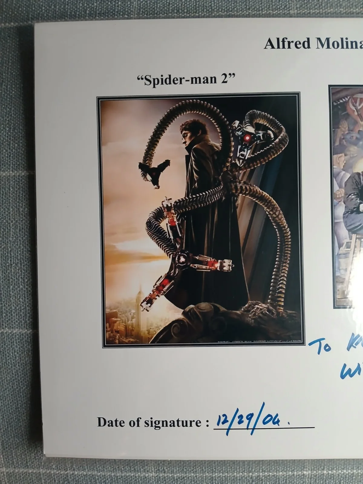 Alfred Molina — Alfred Molina autographed photos from Spider-Man 2 and Frida, image 2