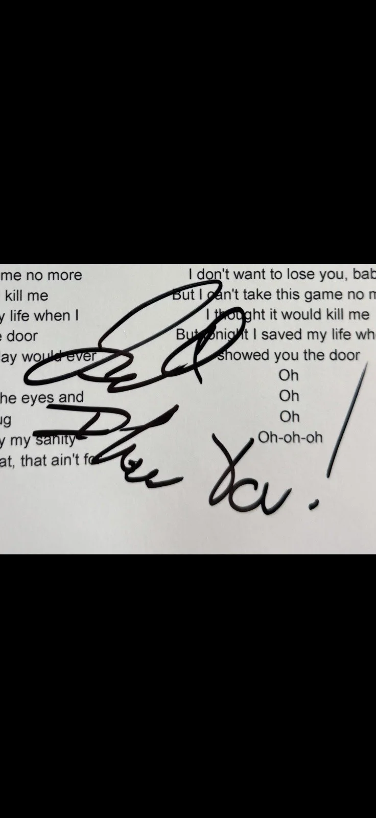 Teddy Swims Pop Superstar Signed Autographed “The Door” Lyric Sheet *Proof, изображение 2