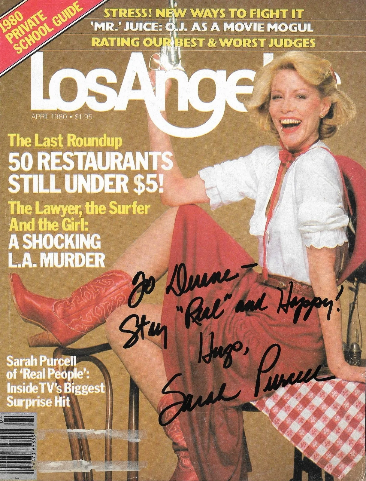 Sarah Purcell — Fun SARAH PURCELL Signed Los Angeles Magazine Cover Page Real People