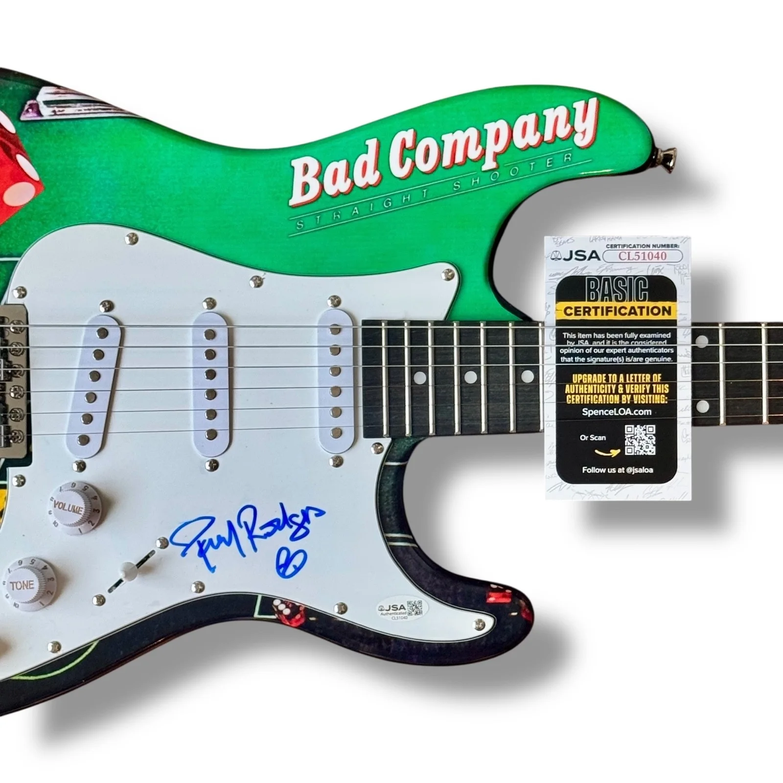 Paul Rodgers Signed Guitar Custom Graphics JSA COA Bad Company Straight Shooter, изображение 2