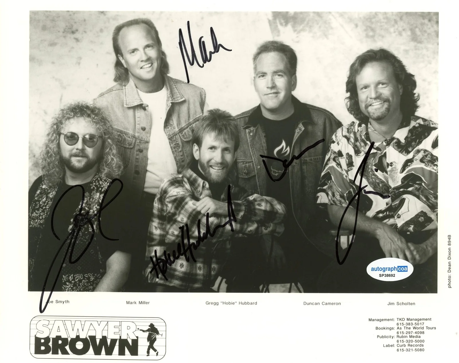Duncan Cameron, more — Sawyer Brown AUTOGRAPHS Signed Country Music Autographed 8x10 Photo X5 B ACOA, изображение 2