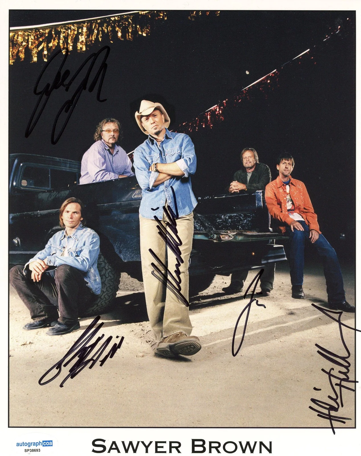 Gregg Hubbard, Jim Scholten, Joe Smyth, Mark Miller, Shayne Hill — Sawyer Brown AUTOGRAPHS Signed Country Music Autographed 8x10 Photo X5 ACOA, изображение 2